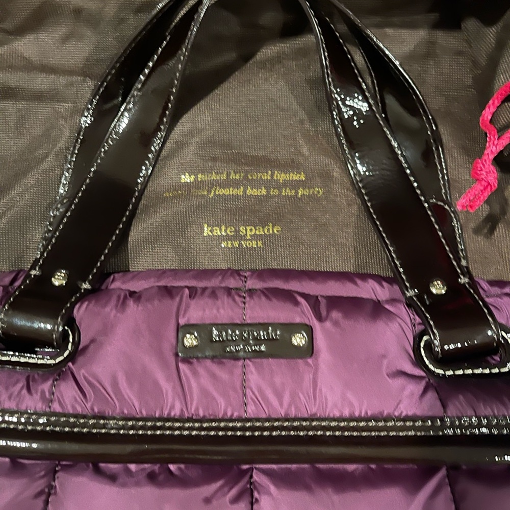 Kate Spade Plum Nylon Puffer Quilted Shoulder Bag